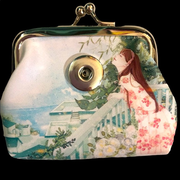GORGEOUS SNAP BUTTON CHANGE PURSE with extra interchangeable snap button - Picture 2 of 7